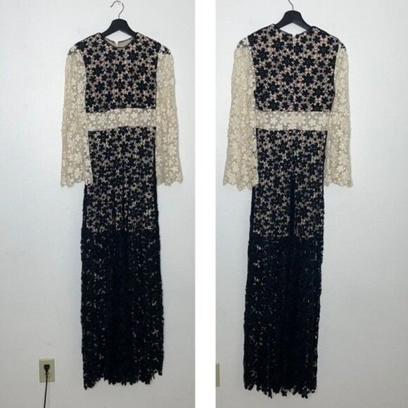 Fame and Partners Lace Black Maxi Dress Womens Size 2 - Picture 1 of 11
